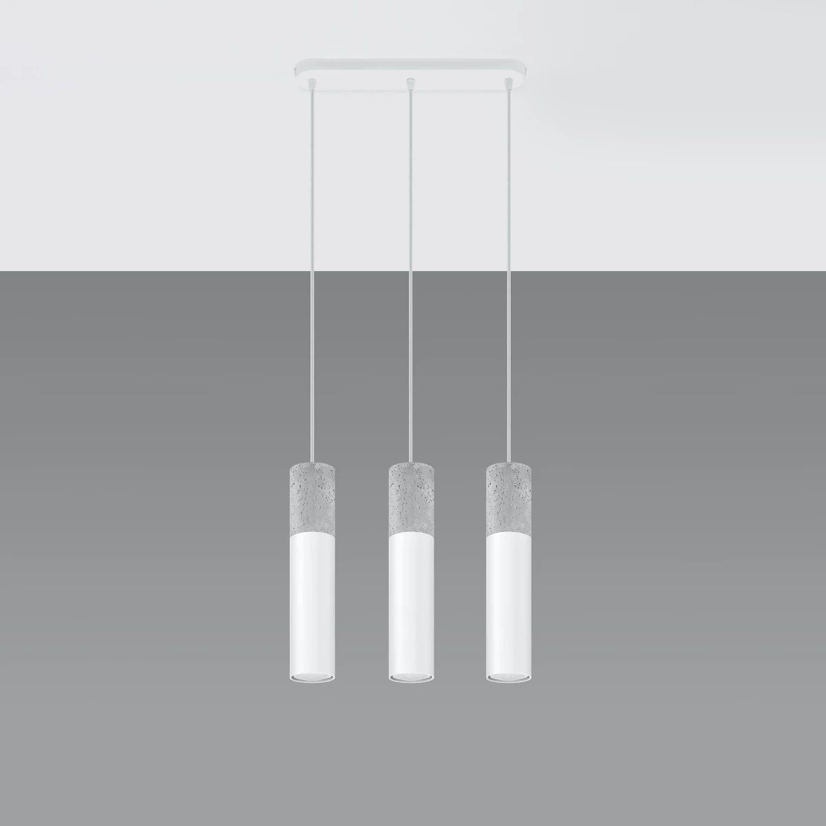 
Lampada a sospensione di design «Borgio» a 3 luci (lineare) - Bianco, Grigio