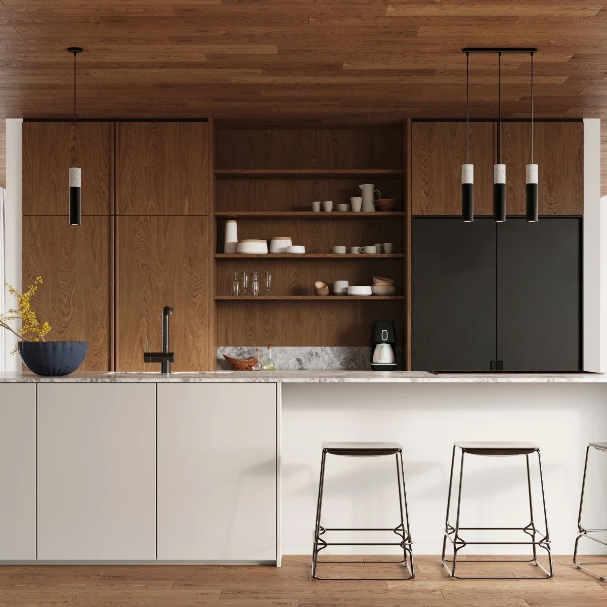 
Design Pendellampe „Borgio“ 1-flammig - Schwarz, Grau