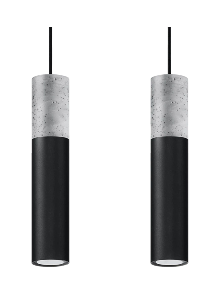 
Design Pendellampe „Borgio“ 2-flammig - Schwarz, Grau