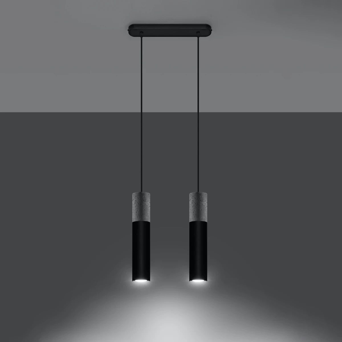 
Lampada a sospensione di design «Borgio» a 2 luci - Nero, Grigio