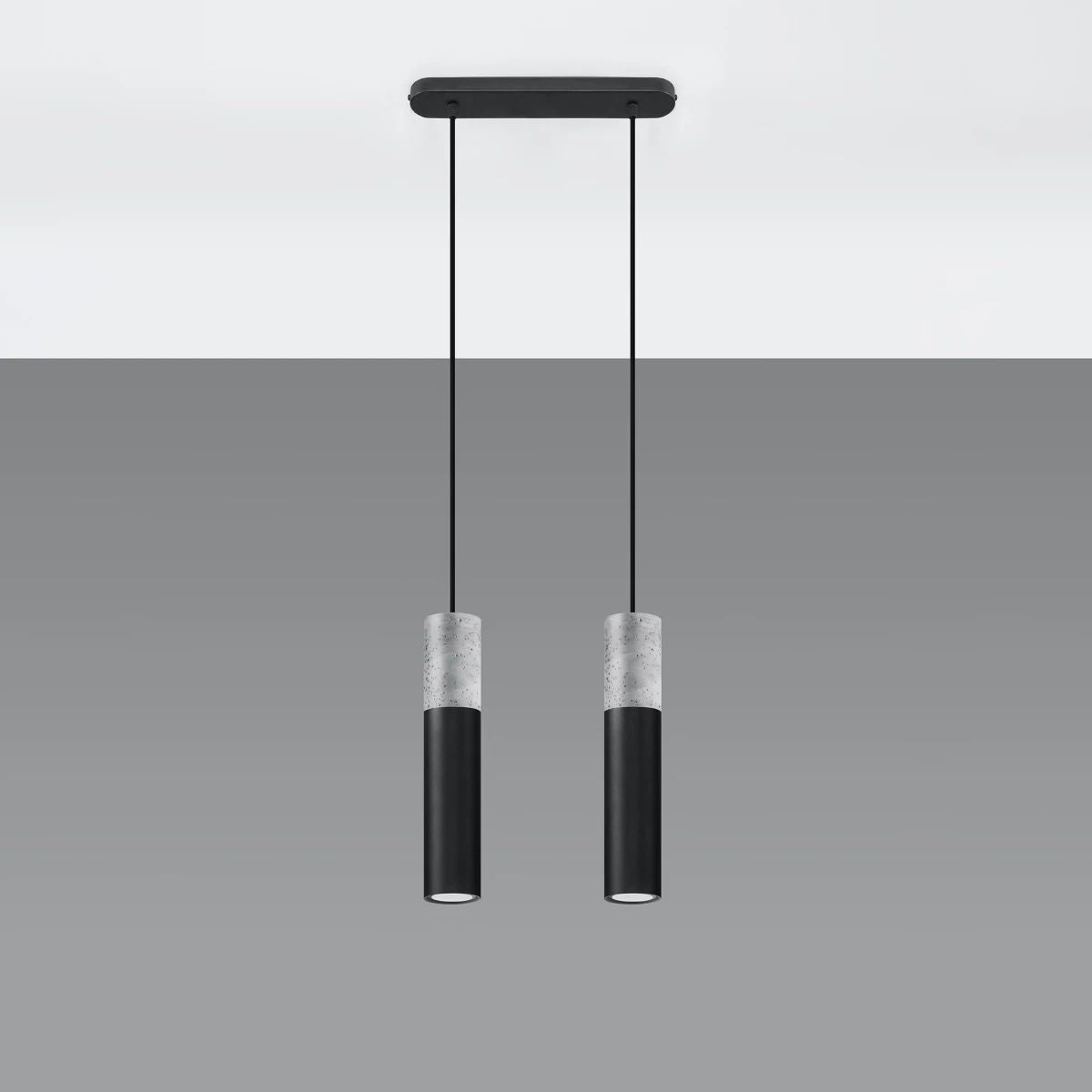 
Lampada a sospensione di design «Borgio» a 2 luci - Nero, Grigio