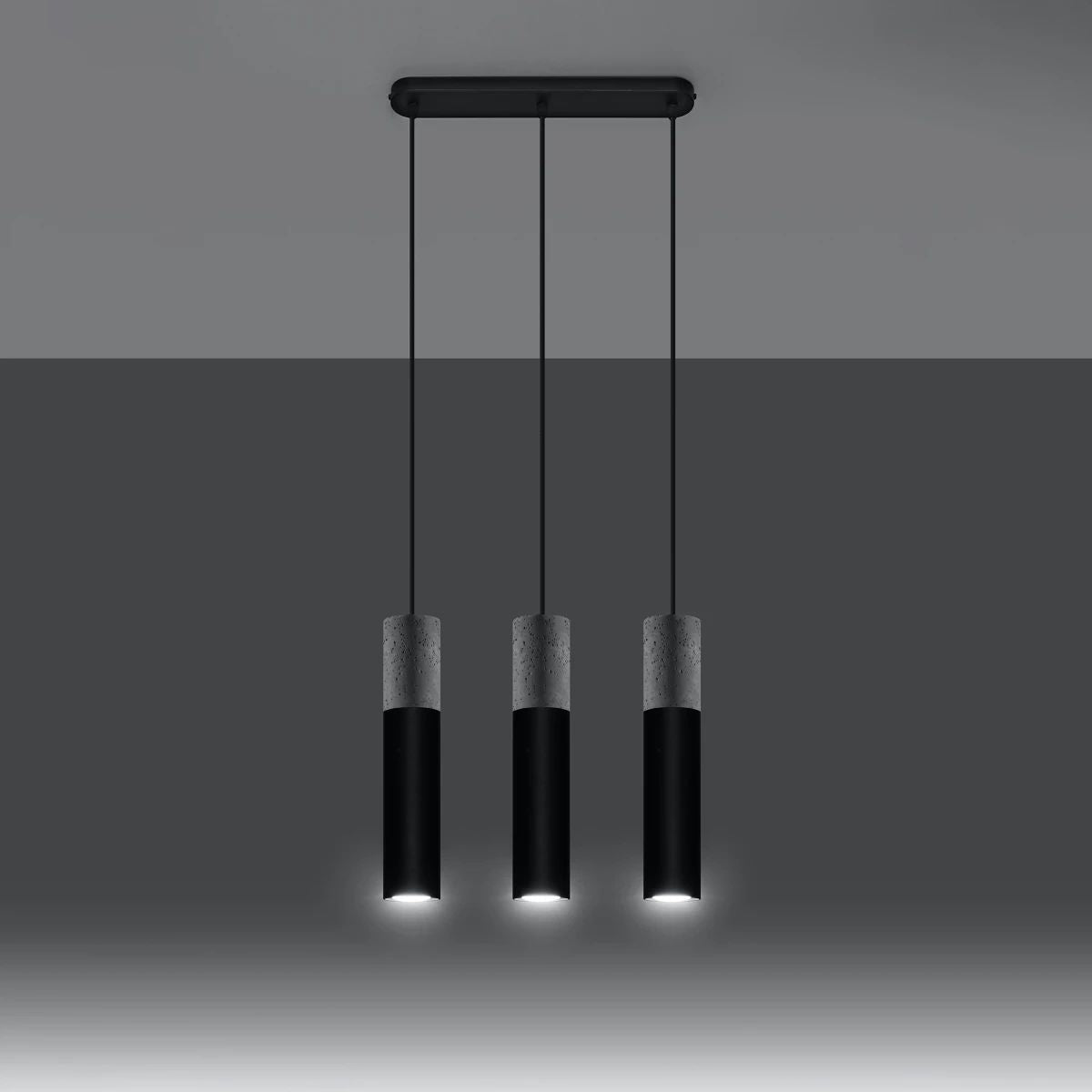
Lampada a sospensione di design «Borgio» a 3 luci (lineare) - Nero, Grigio