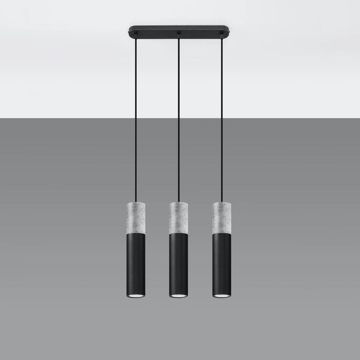 
Lampada a sospensione di design «Borgio» a 3 luci (lineare) - Nero, Grigio