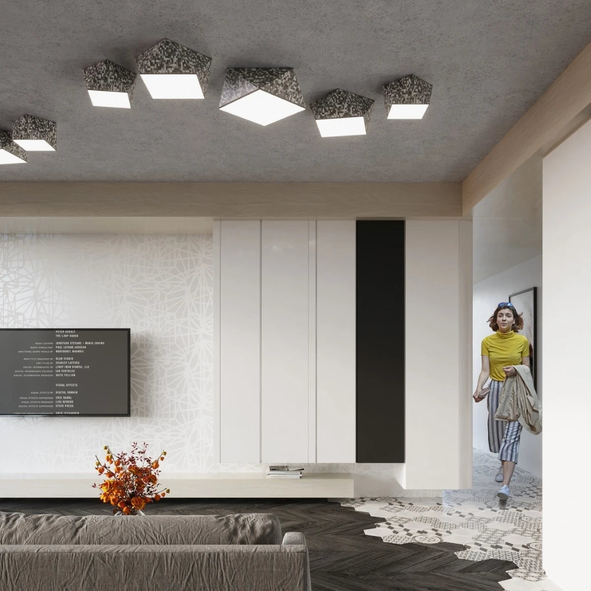 
Design Deckenlampe „Hexa“ Ø 25 cm - Silber