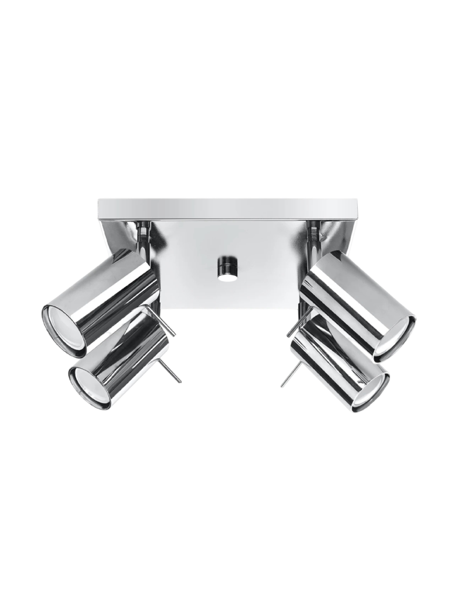 
Plafonnier design « Ring » 4 lampes (carré) - Argent