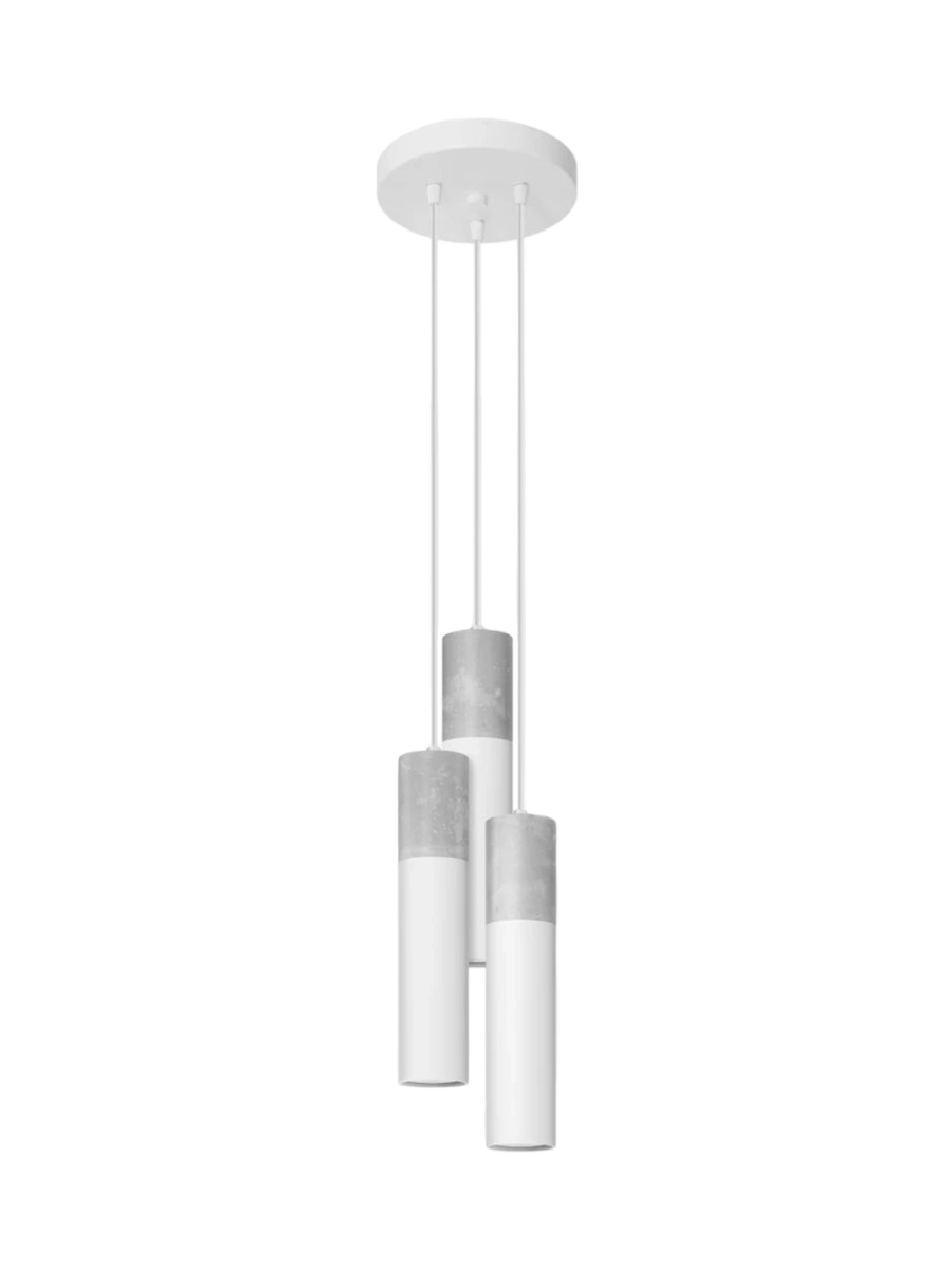 
Design Pendellampe „Borgio“ 3-flammig (rund) - Weiss, Grau