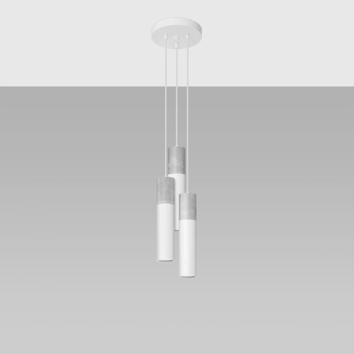 
Lampada a sospensione di design „Borgio“ a 3 luci (rotonda) - Bianco, Grigio