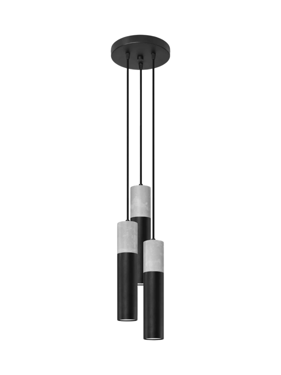 
Design Pendellampe „Borgio“ 3-flammig (rund) - Schwarz, Grau