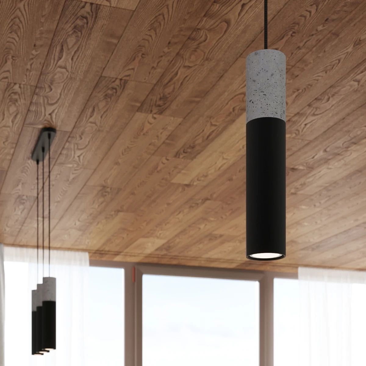 
Lampada a sospensione di design „Borgio“ a 3 luci (rotonda) - Nero, Grigio