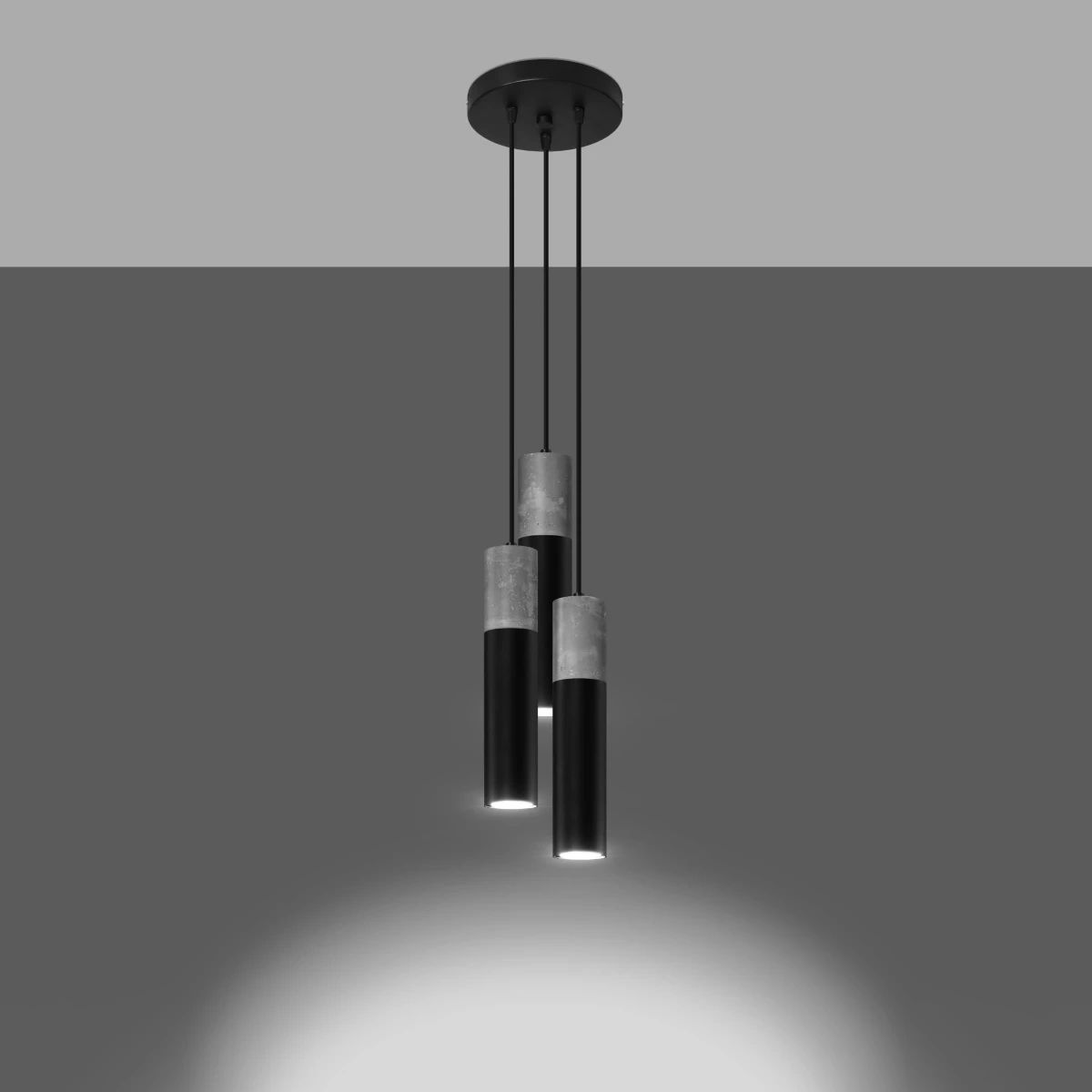 
Lampada a sospensione di design „Borgio“ a 3 luci (rotonda) - Nero, Grigio