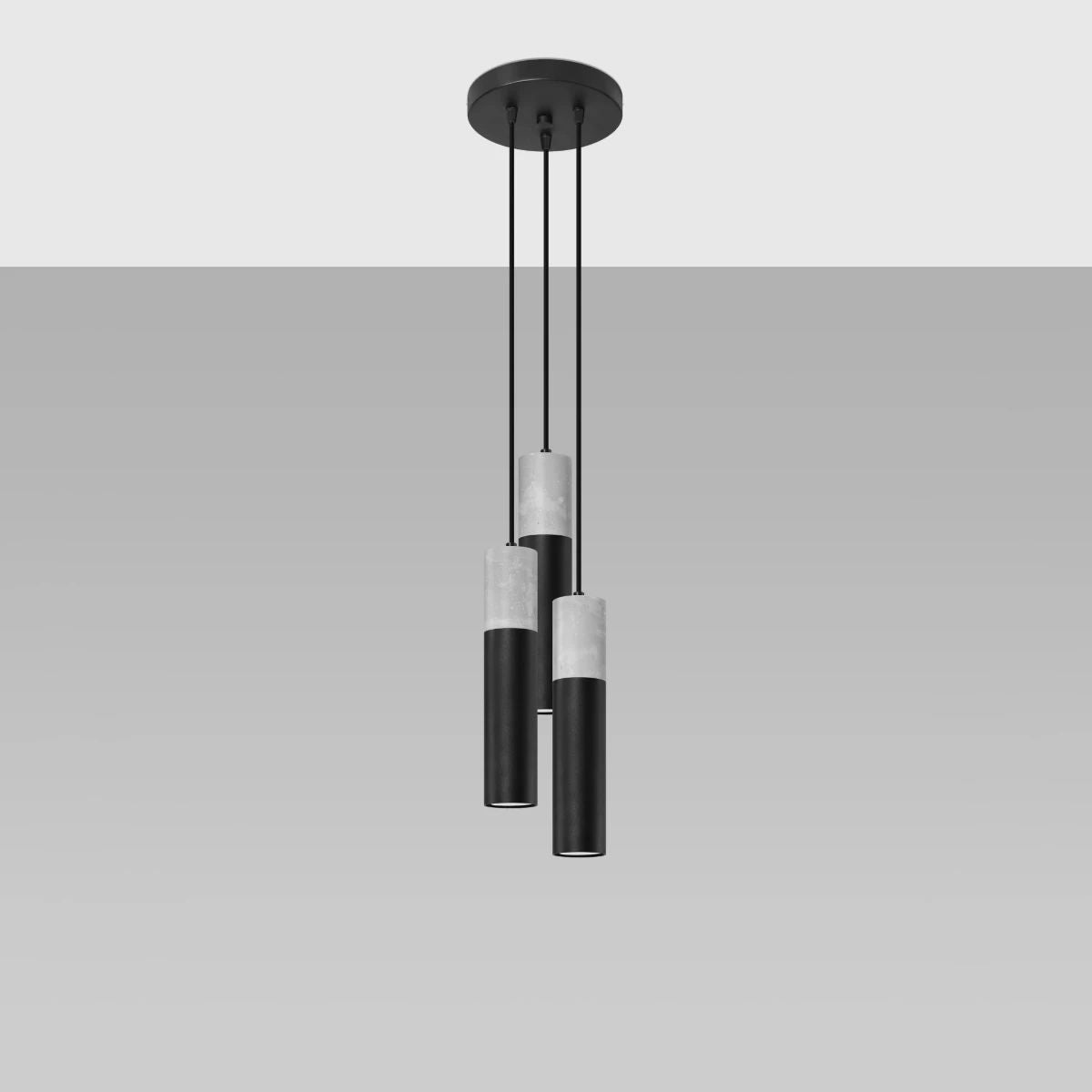 
Lampada a sospensione di design „Borgio“ a 3 luci (rotonda) - Nero, Grigio