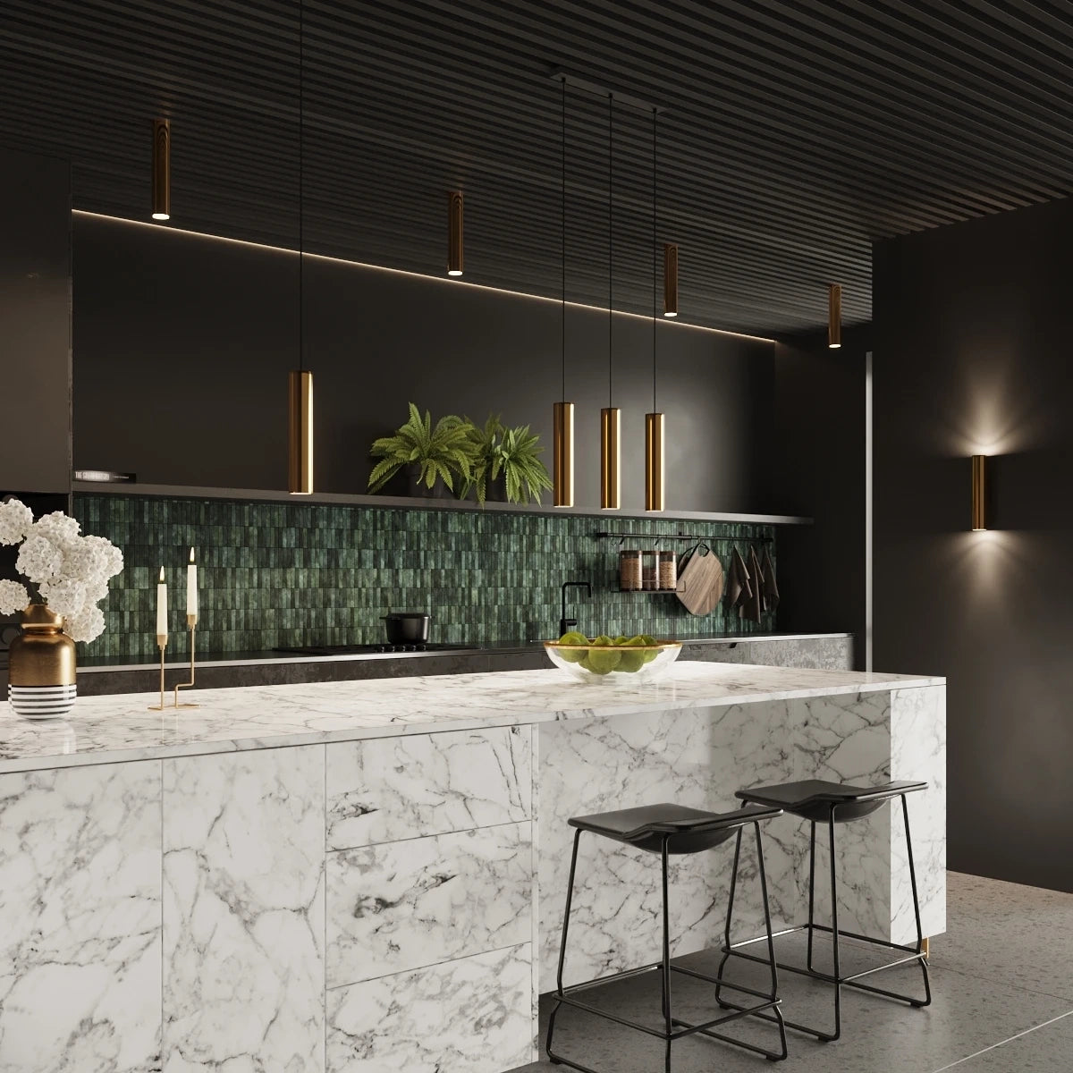 
Design Wandlampe „Lagos“ - 2-flammig - Gold glänzend