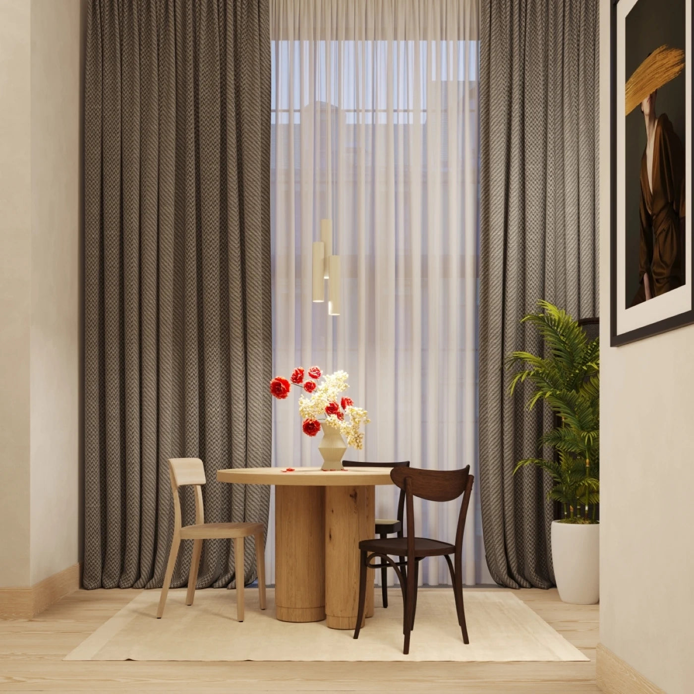 
Design Pendellampe „Lagos“ 2-flammig - Beige