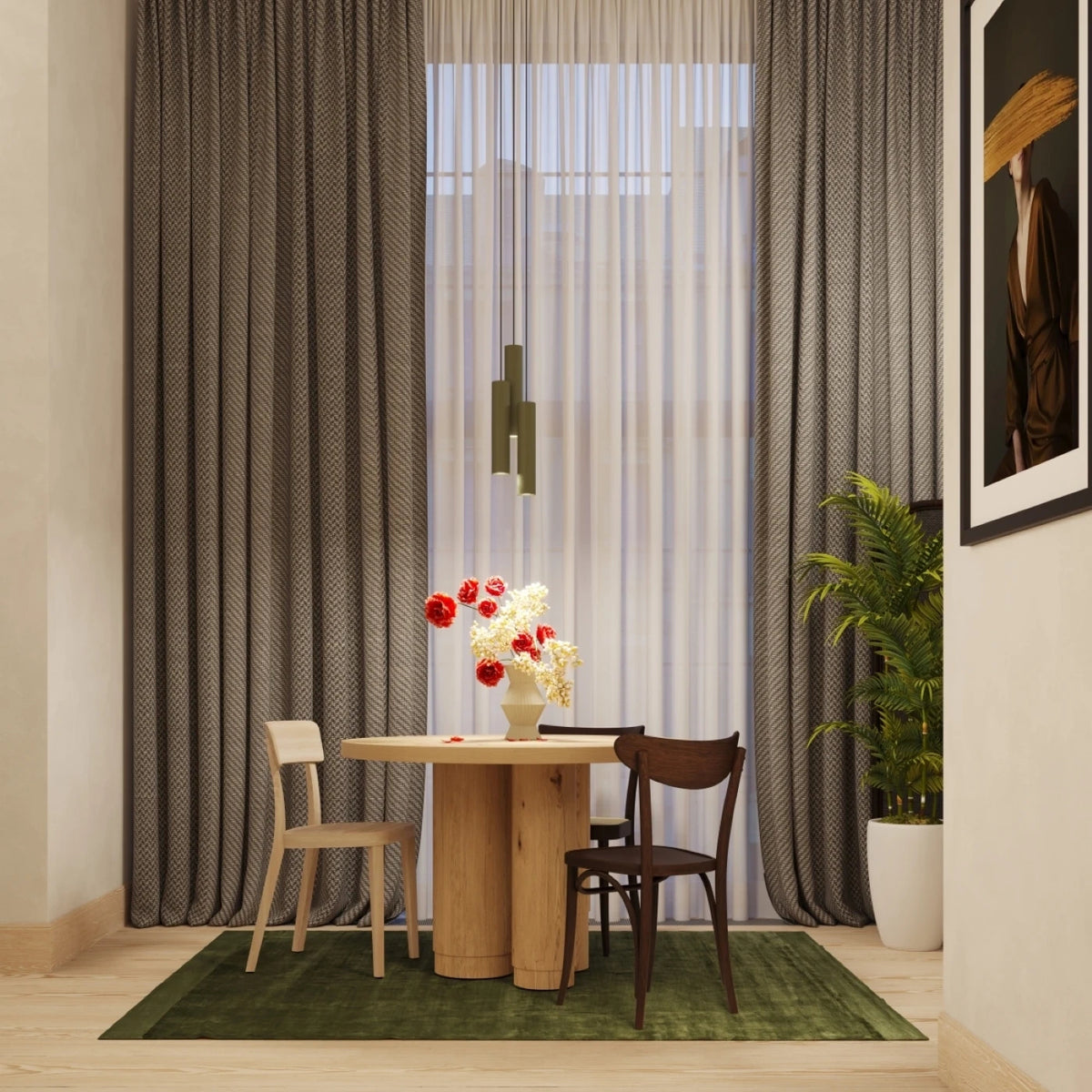 
Design Pendellampe „Lagos“ 1-flammig - Olivgrün
