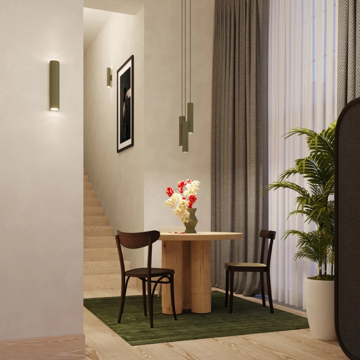 
Design Wandlampe „Lagos“ - 2-flammig - Olivgrün