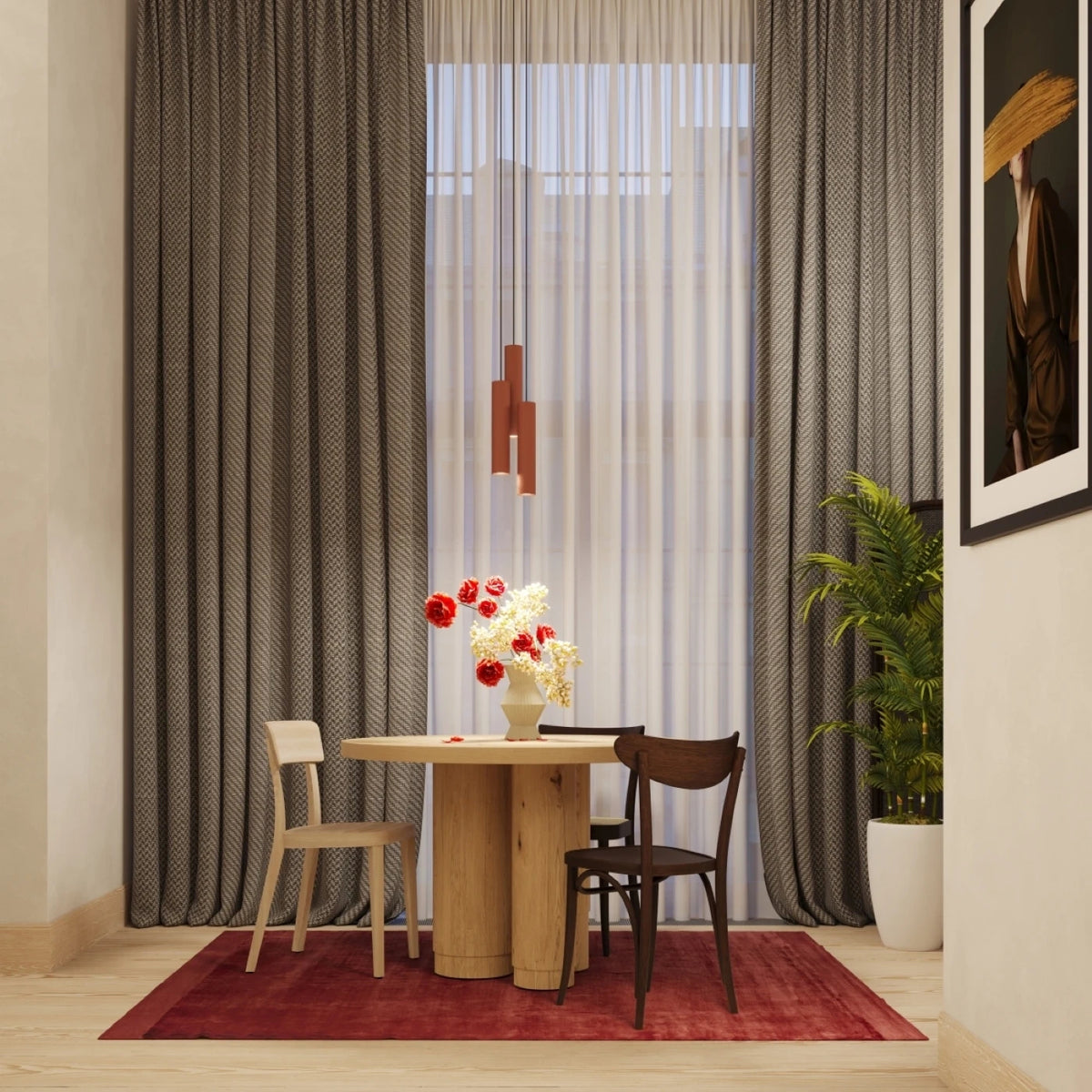 
Design Pendellampe „Lagos“ 2-flammig - Ockerrot