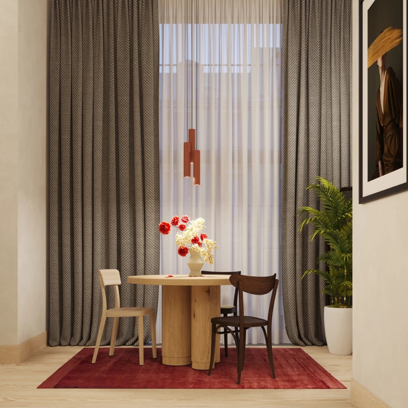 
Design Pendellampe „Lagos II“ 3-flammig - Ockerrot