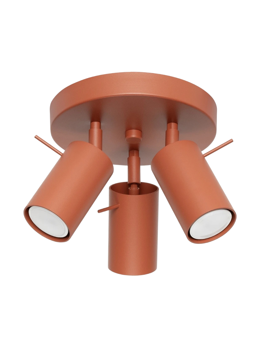 
Designer Ceiling Light "Ring" 3-Light (Round) - Ocher red