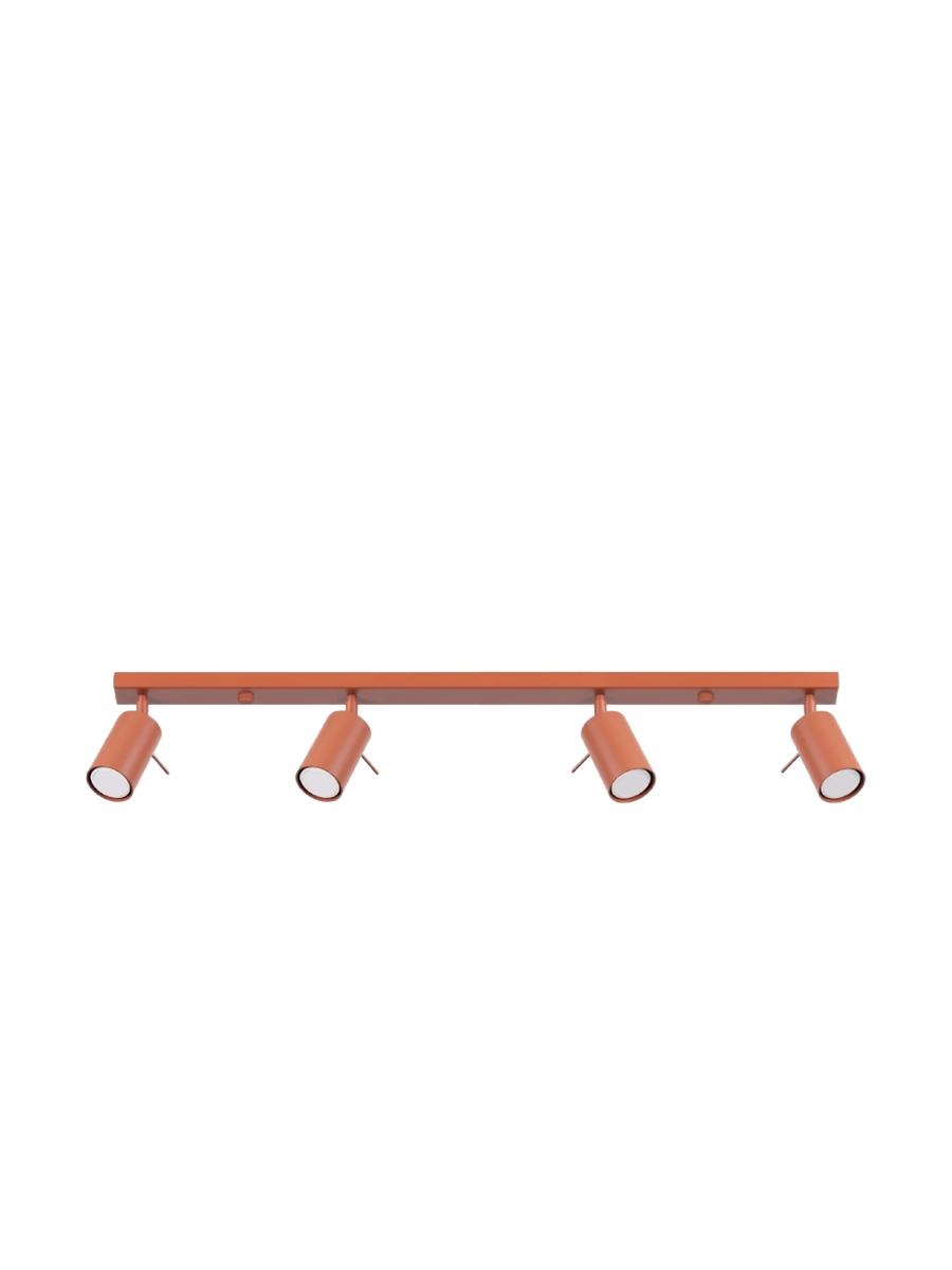
Designer Ceiling Lamp "Ring" 4-Bulb (linear) - Ochre red