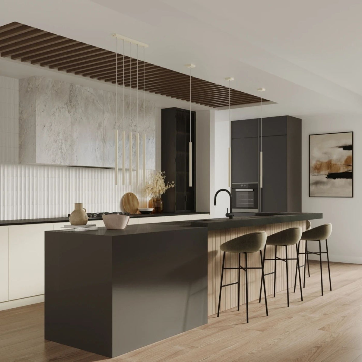 
Design Pendellampe „Pastelo“ 3-flammig - Beige