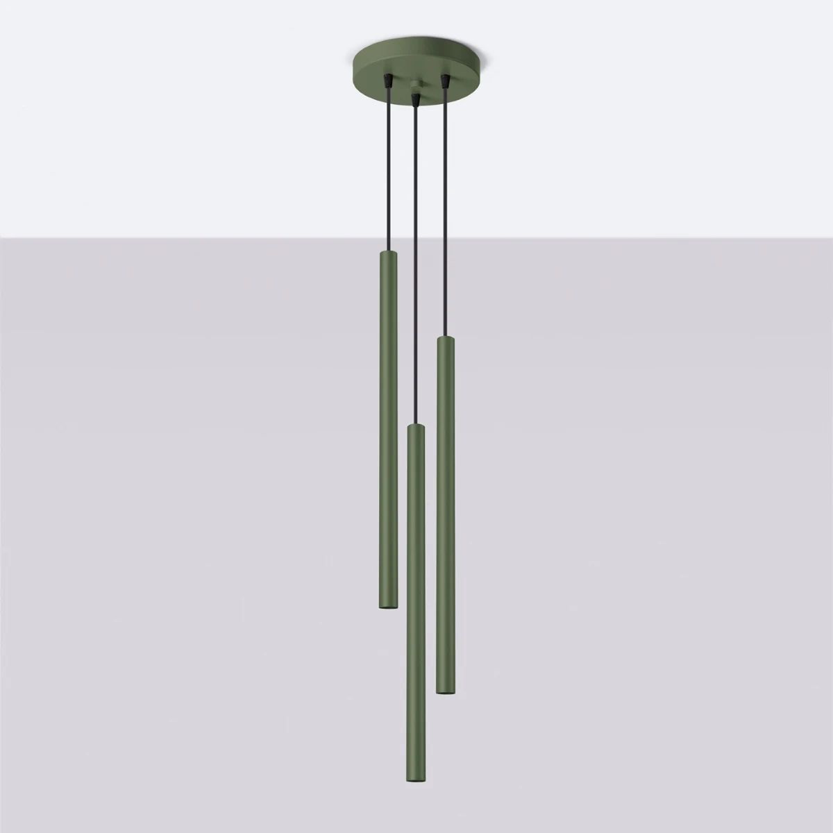 
Design Pendellampe „Pastelo“ 3-flammig - Olivgrün