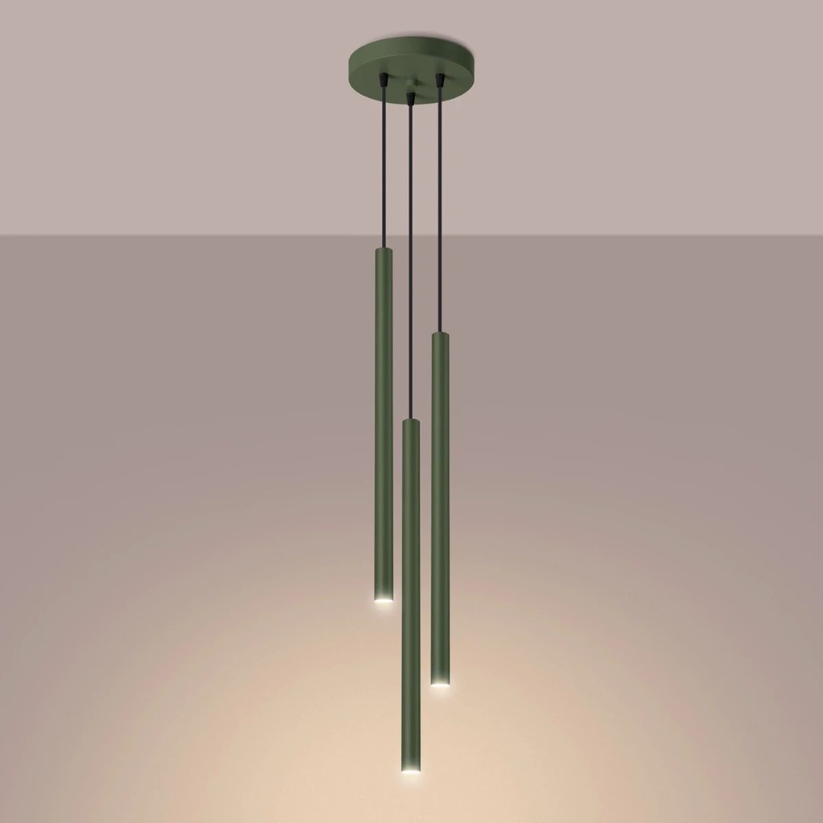 
Design Pendellampe „Pastelo“ 3-flammig - Olivgrün