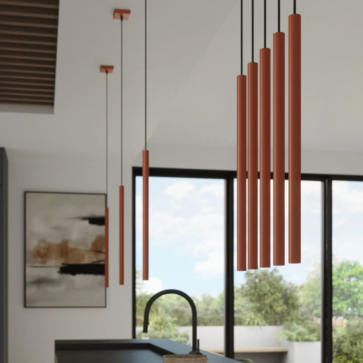 
Design Pendellampe „Pastelo“ 3-flammig - Ockerrot