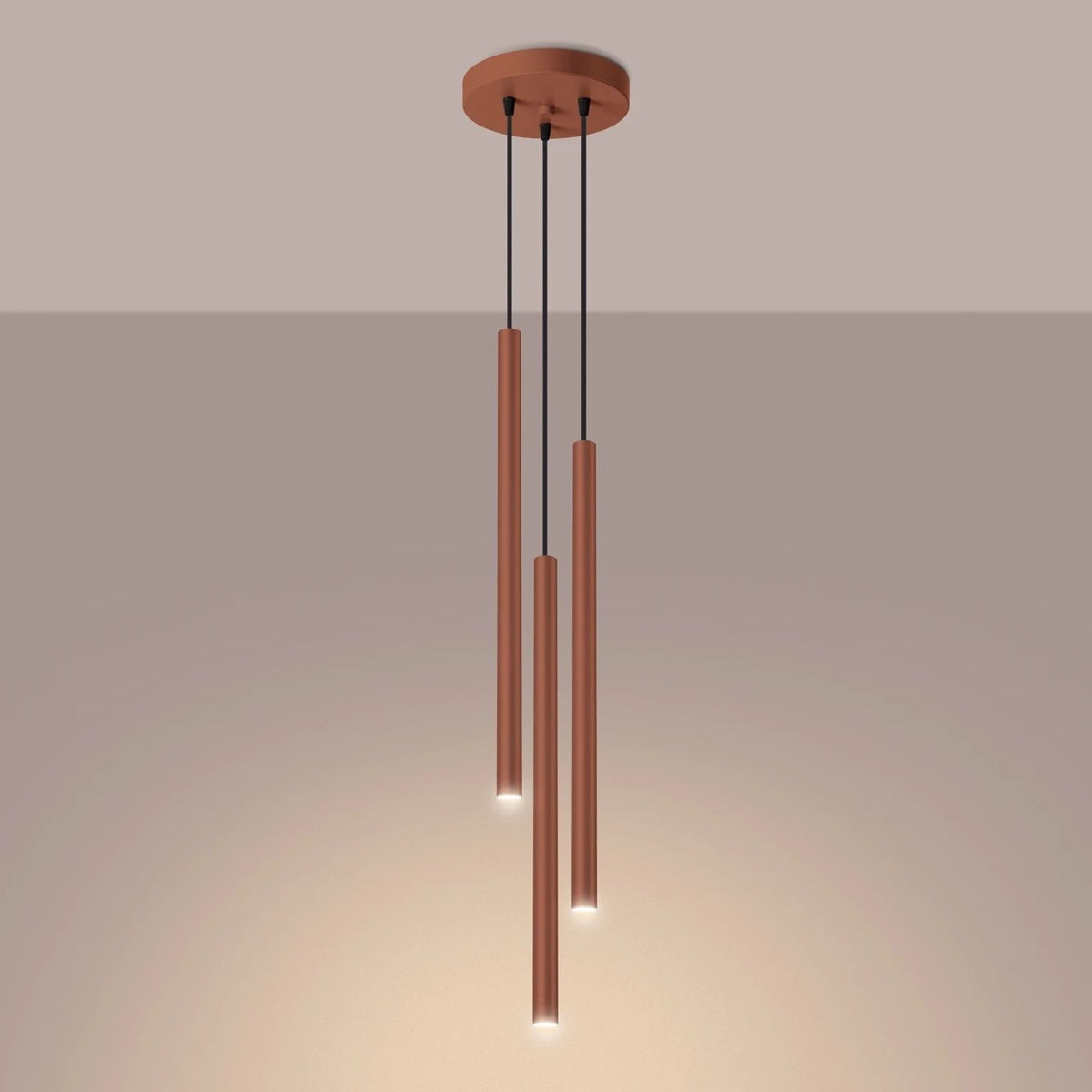 
Design Pendellampe „Pastelo“ 3-flammig - Ockerrot