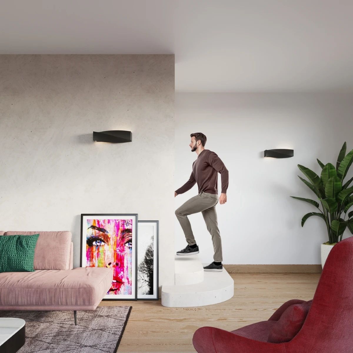 
Design Wandlampe Keramik „Sigma“ - Schwarz