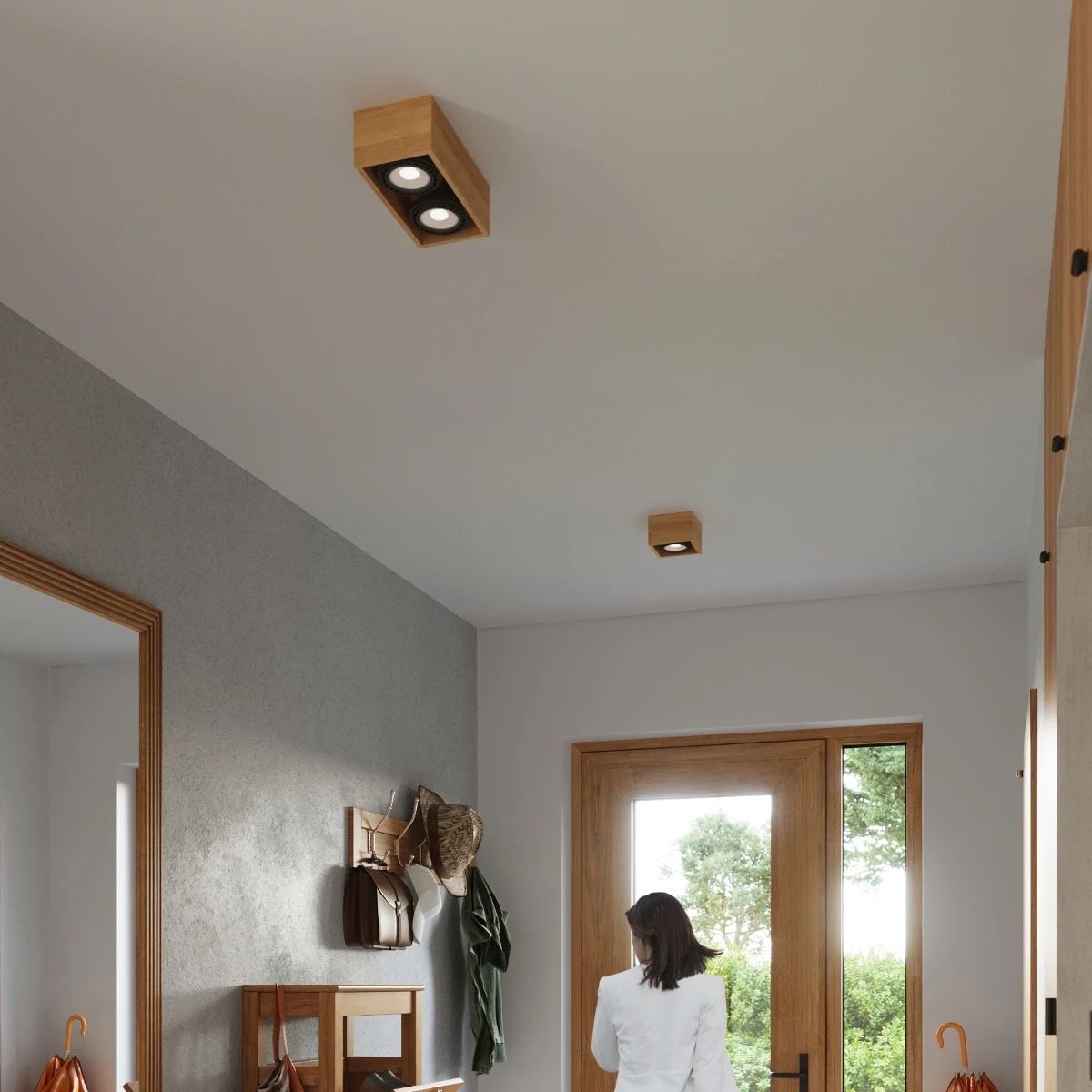 
Design Deckenlampe „Quatro“ 2-flammig - Naturholz
