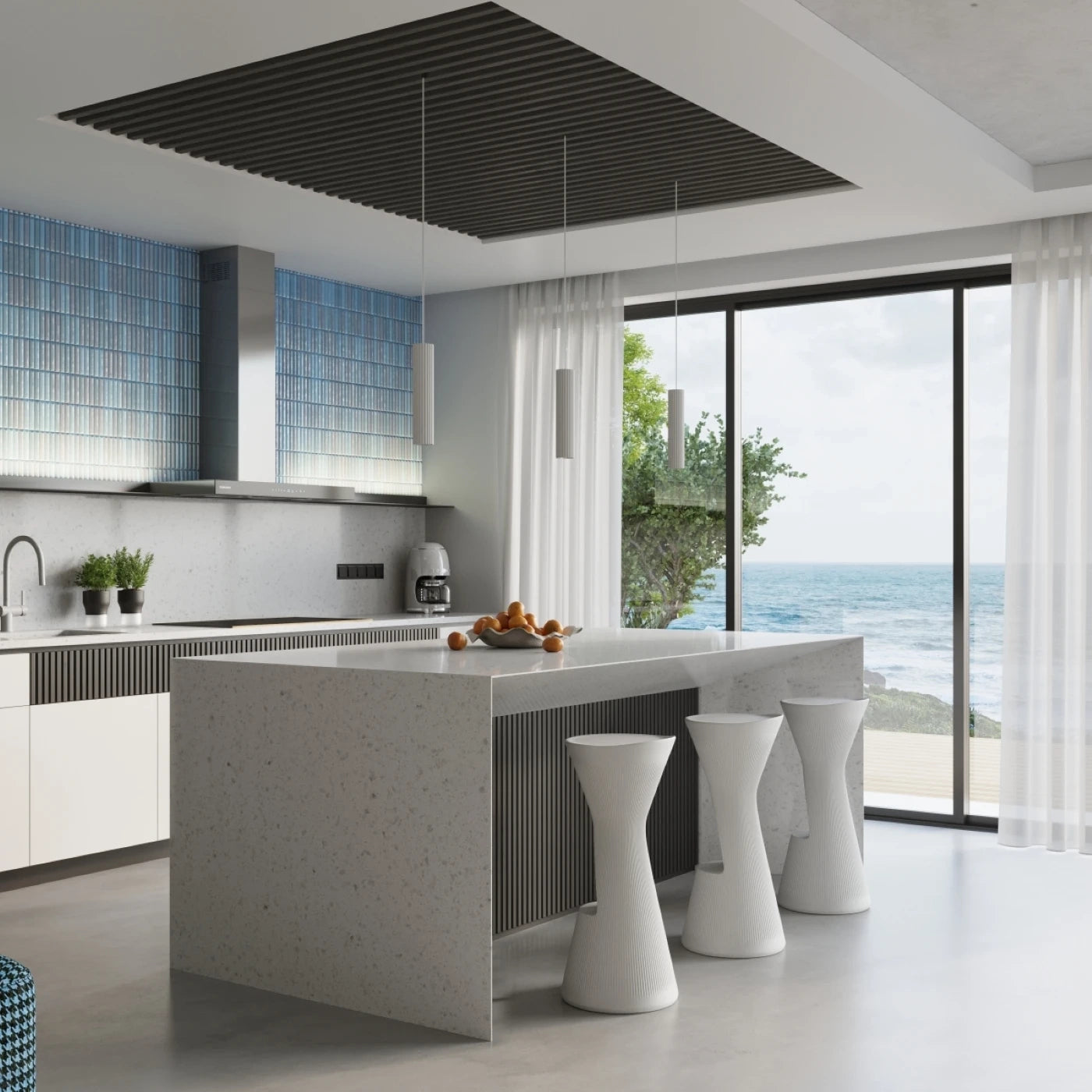
Suspension design « Karbon » 1 lumière - Blanc