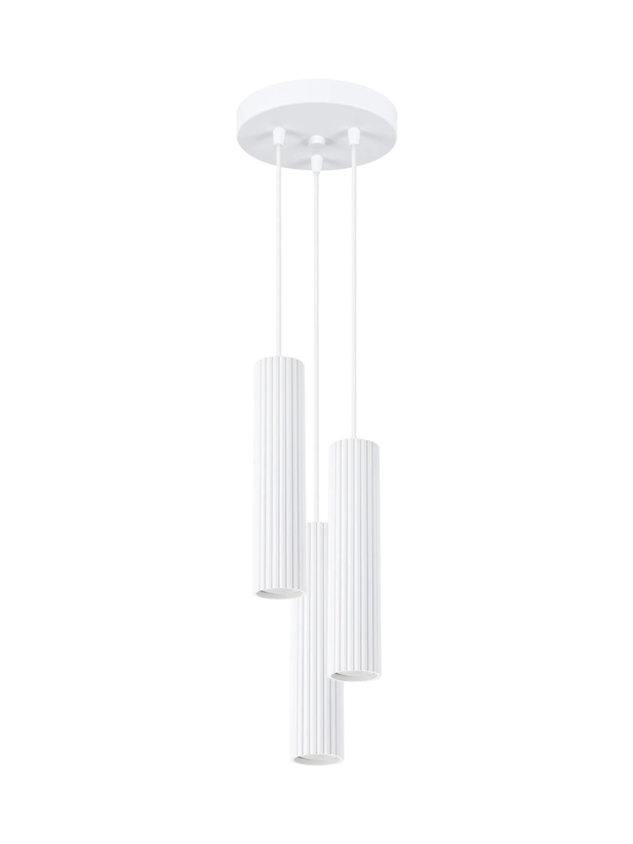 
Suspension design « Karbon » 3 lumières (ronde) - Blanc
