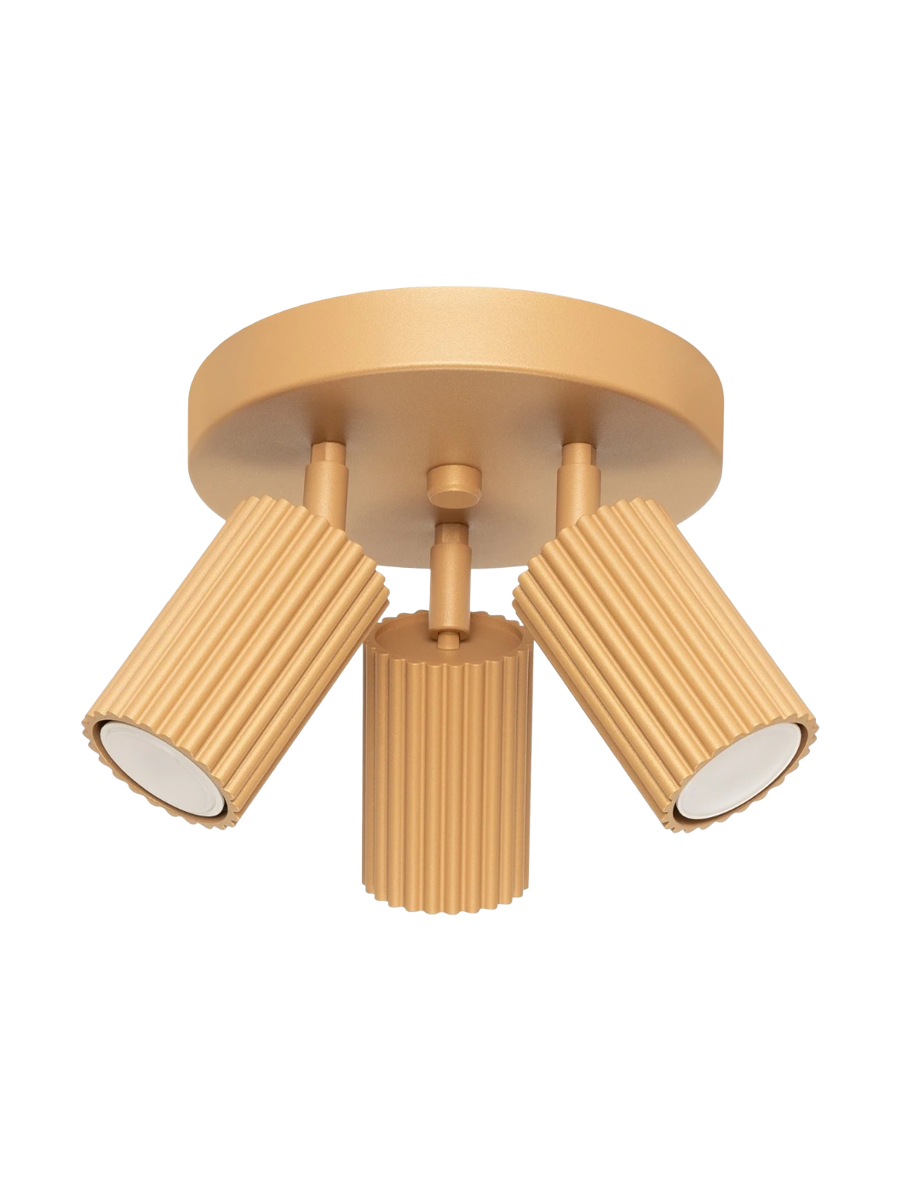 
Designer Ceiling Lamp "Karbon" 3-bulb (round) - Gold