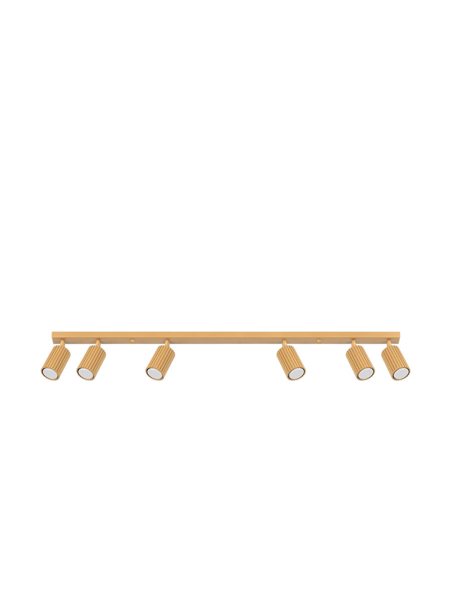 
Designer Ceiling Lamp "Karbon" 6-Flame (Linear) - Gold