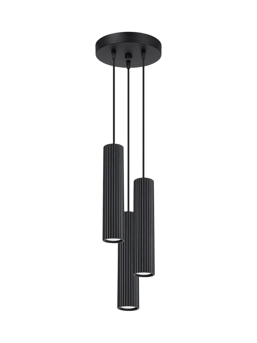 
Suspension design « Karbon » 3 lumières (ronde) - Noir