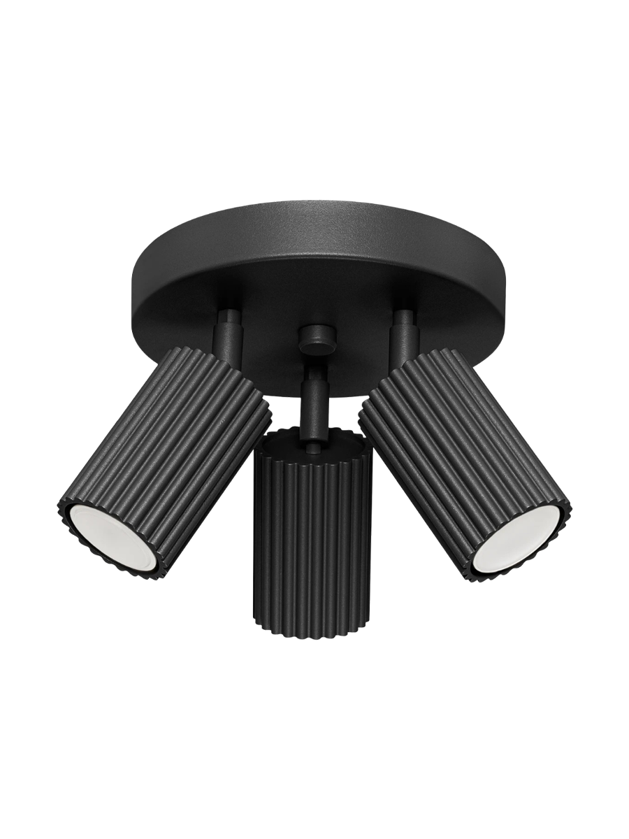 
Designer Ceiling Lamp "Karbon" 3-bulb (round) - Black