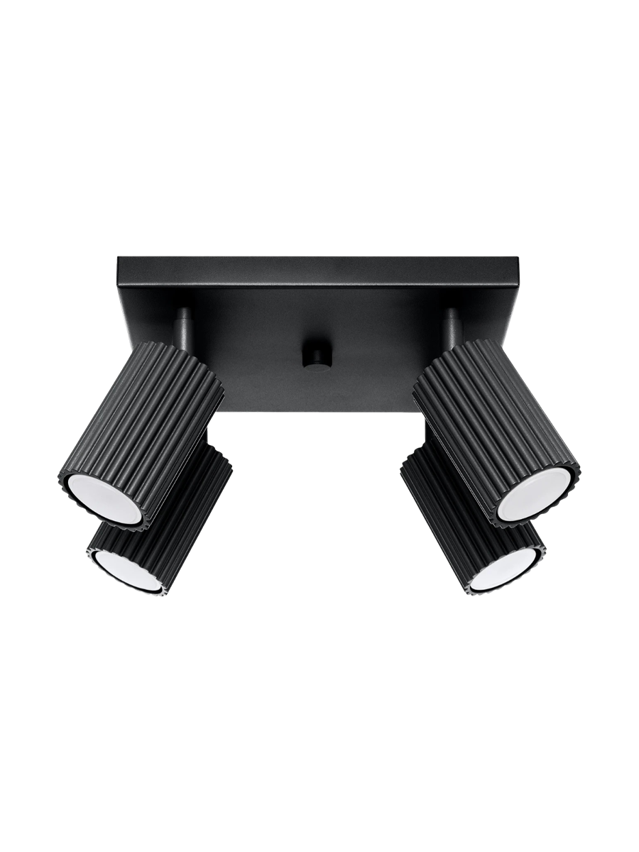 
Designer Ceiling Lamp "Karbon" 4-Bulb (Square) - Black
