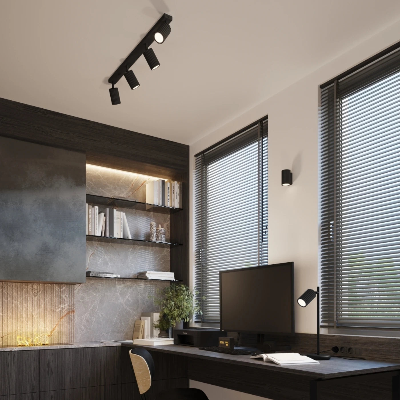 
Designer ceiling light "Karbon" 4-bulb (linear) - Black