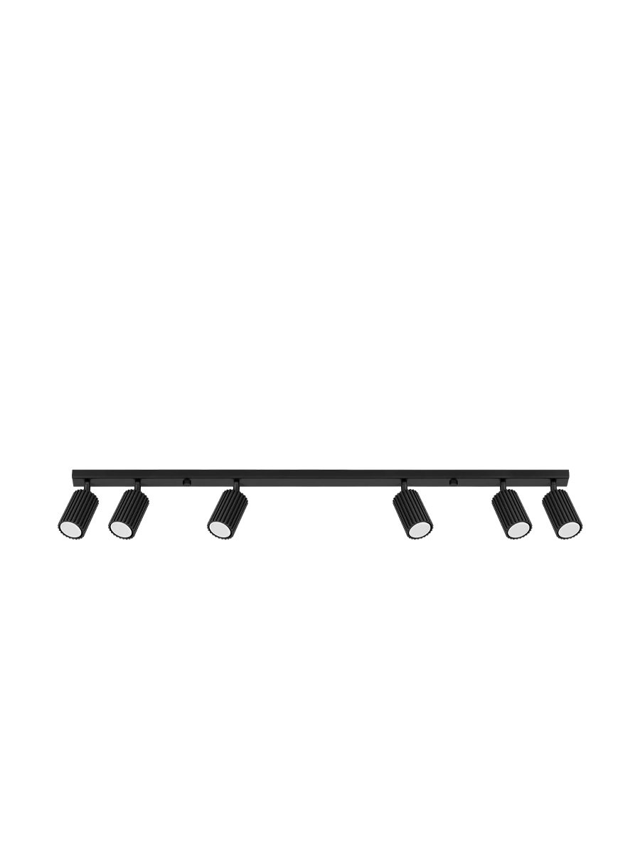 
Designer Ceiling Lamp "Karbon" 6-Flame (Linear) - Black