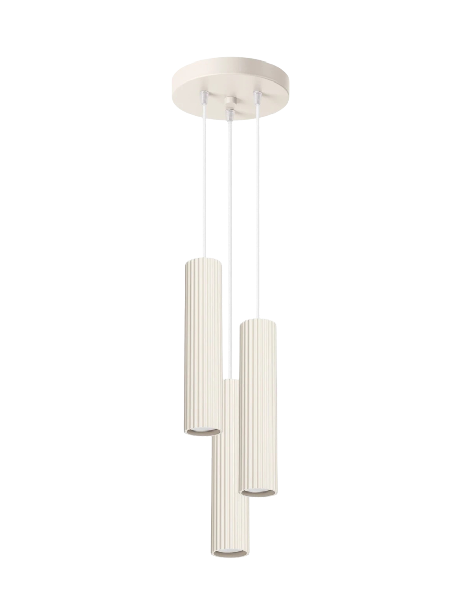
Suspension design « Karbon » 3 lumières (ronde) - Beige