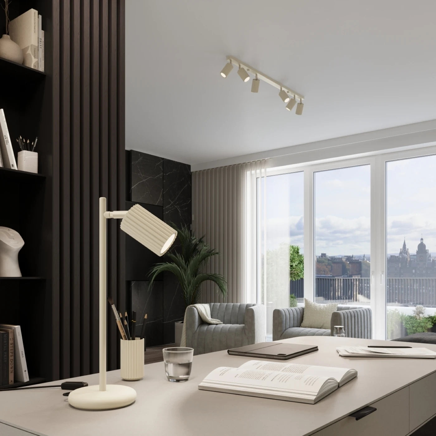 
Lampe de table design « Karbon » - Beige