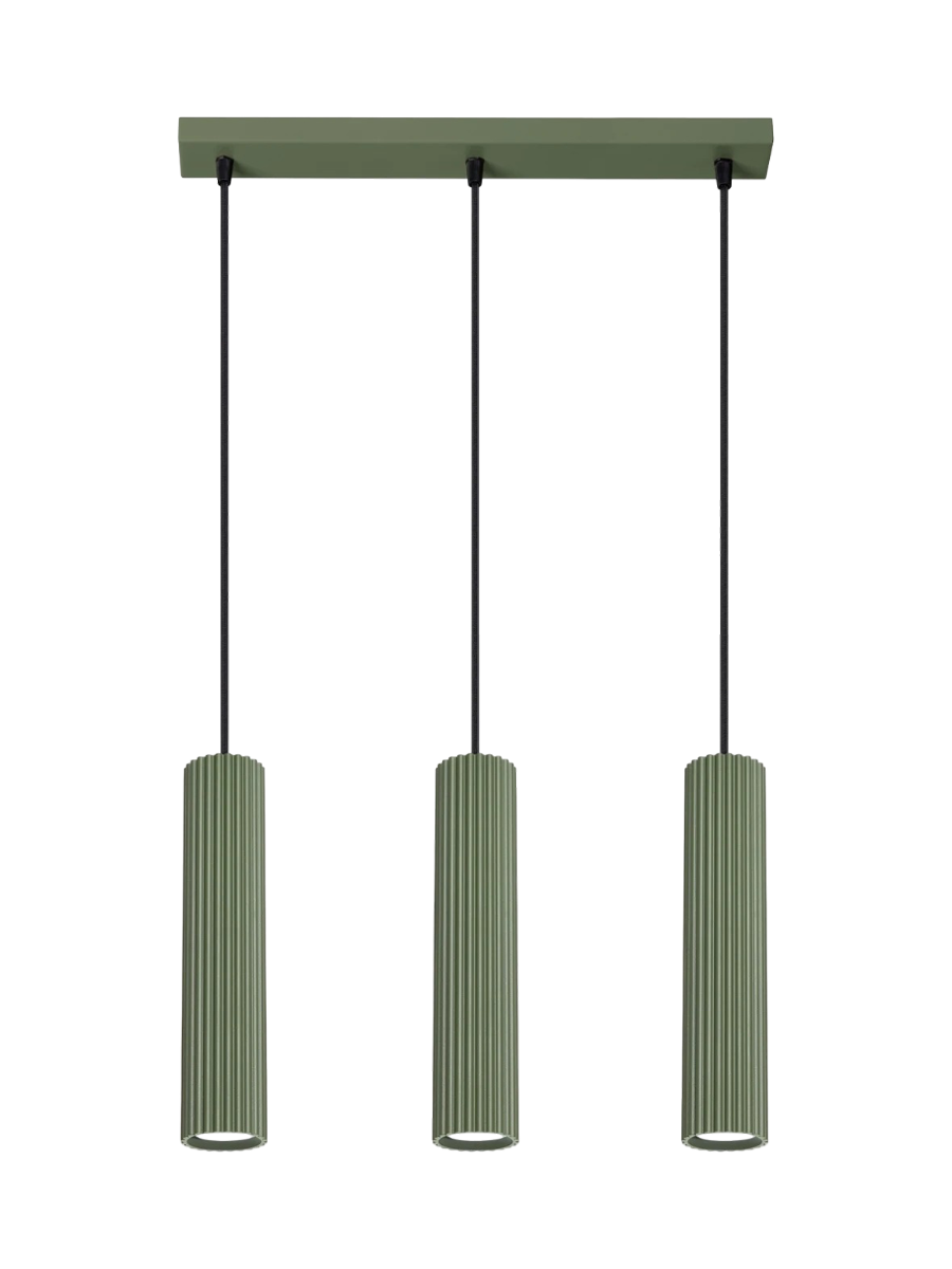 
Suspension design « Karbon » 3 lumières (linéaire) - Vert olive