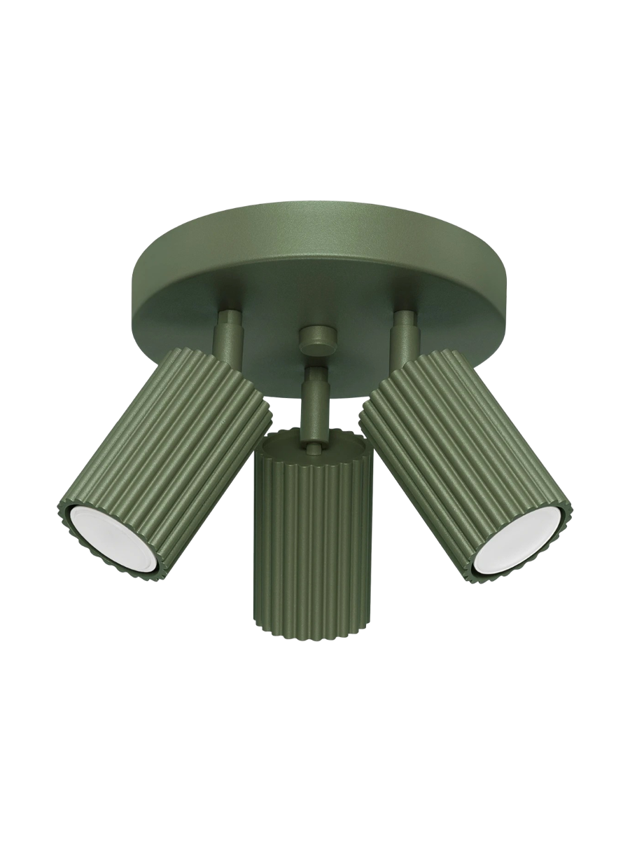 
Designer Ceiling Lamp "Karbon" 3-bulb (round) - Olive green