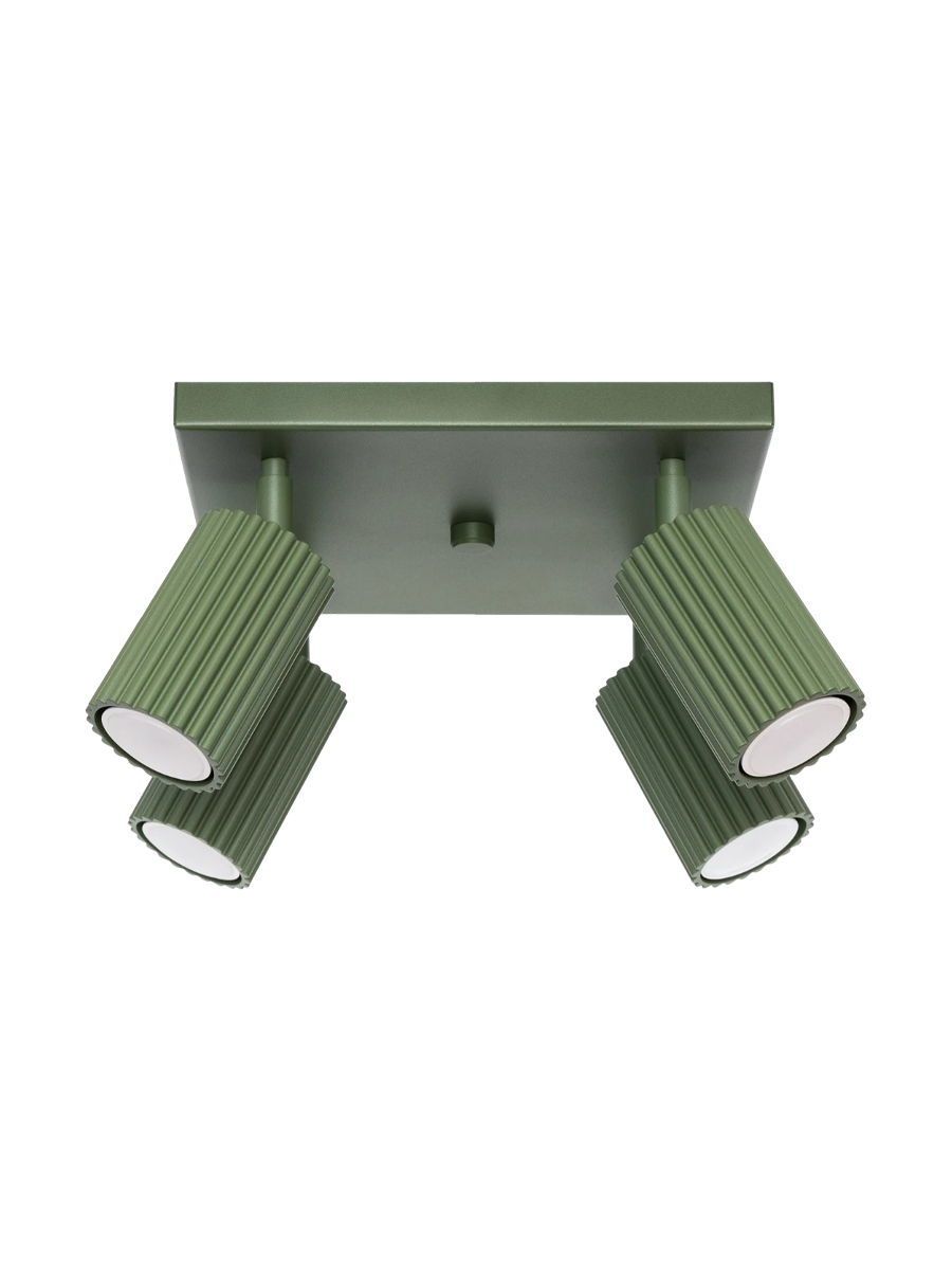 
Designer Ceiling Lamp "Karbon" 4-Bulb (Square) - Olive green