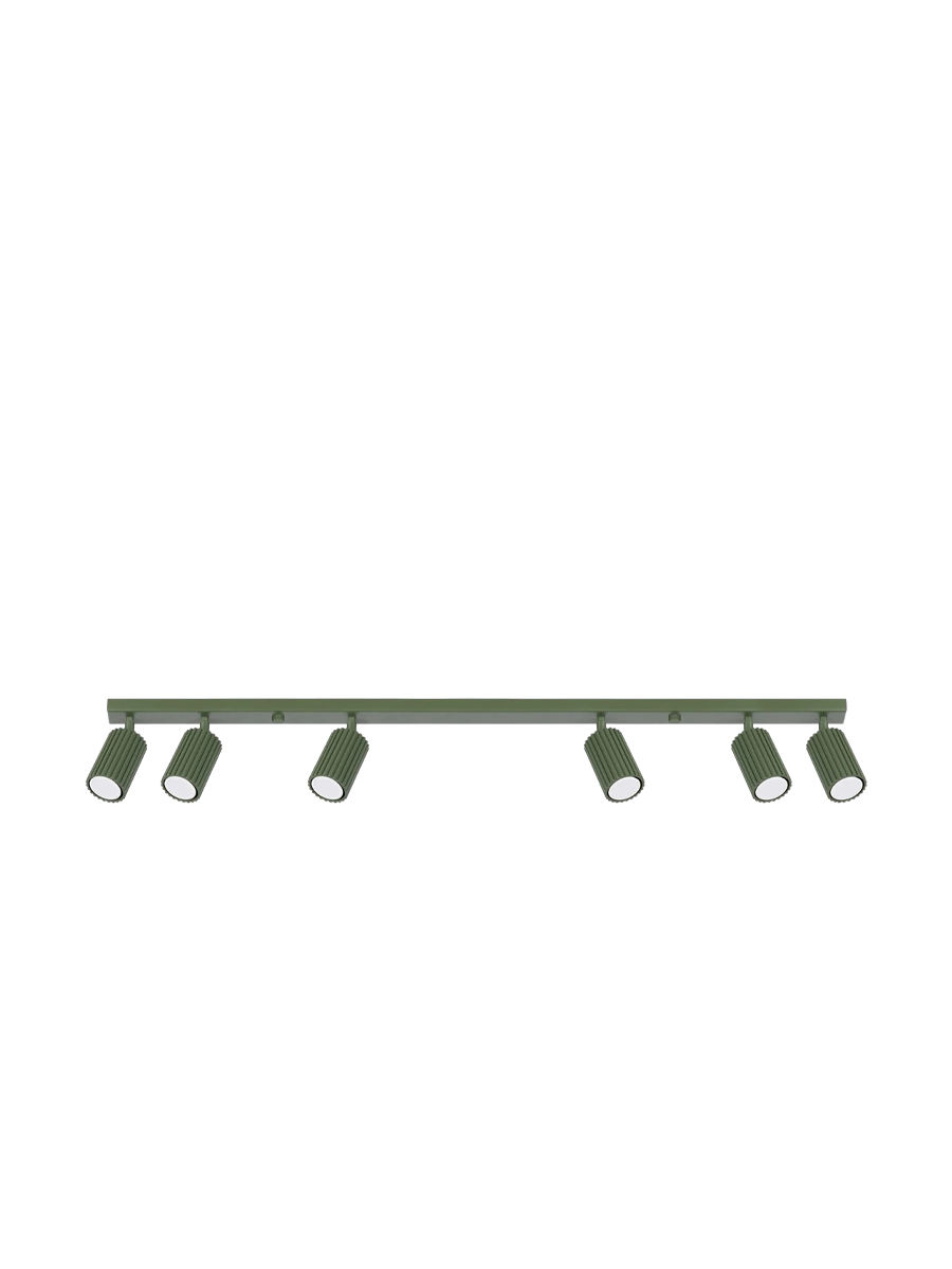 
Designer Ceiling Lamp "Karbon" 6-Flame (Linear) - Olive green