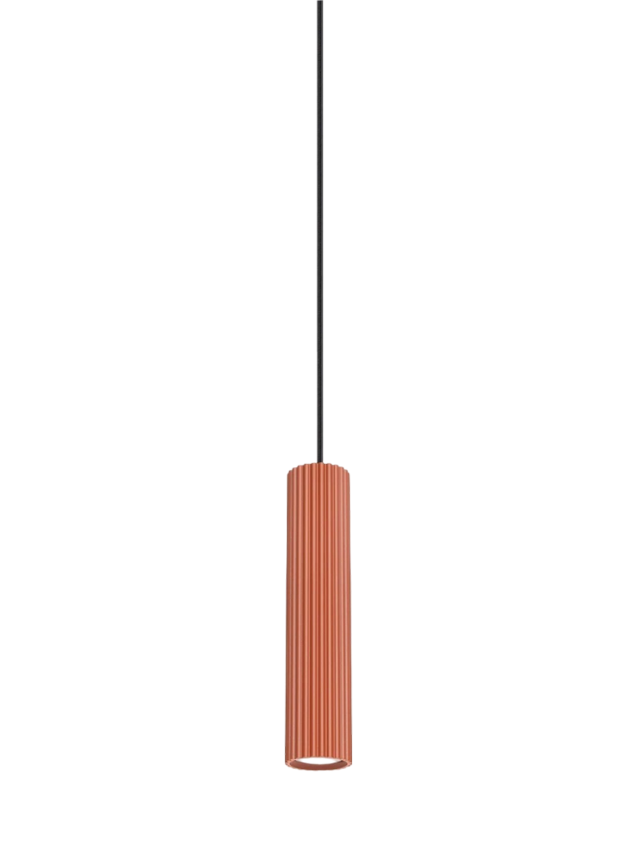 
Suspension design « Karbon » 1 lumière - Rouge ocre