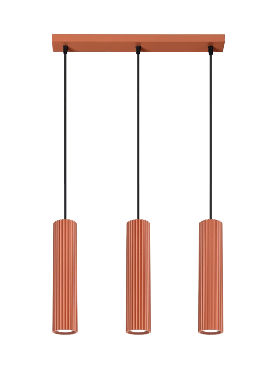 
Suspension design « Karbon » 3 lumières (linéaire) - Rouge ocre