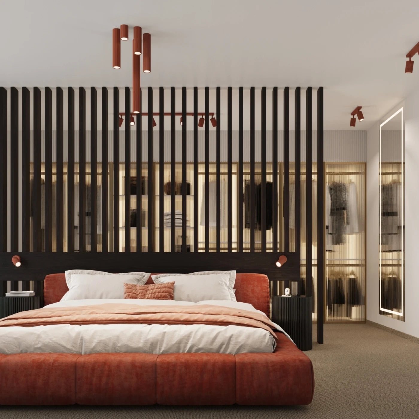
"Carbon" Wall Lamp Design - Ocher red