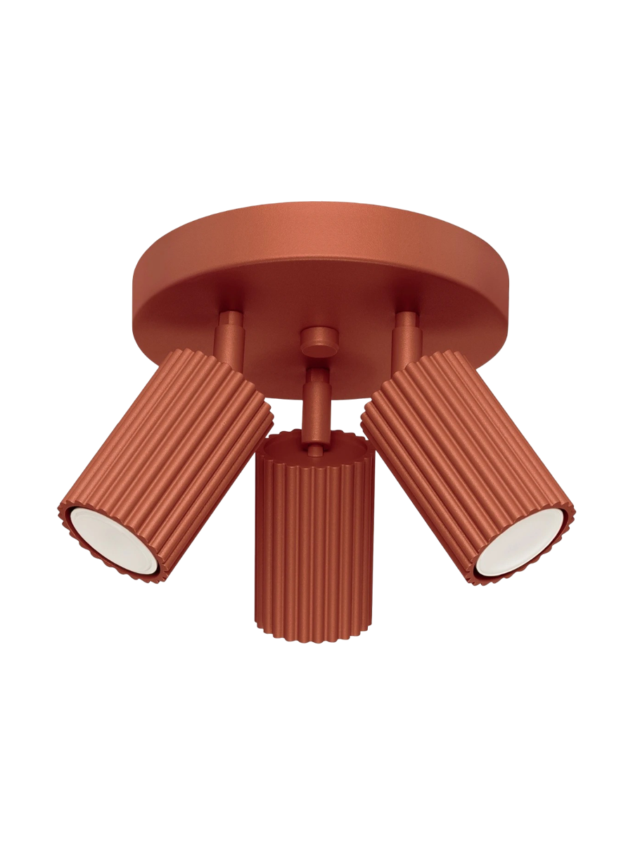 
Designer Ceiling Lamp "Karbon" 3-bulb (round) - Ocher red