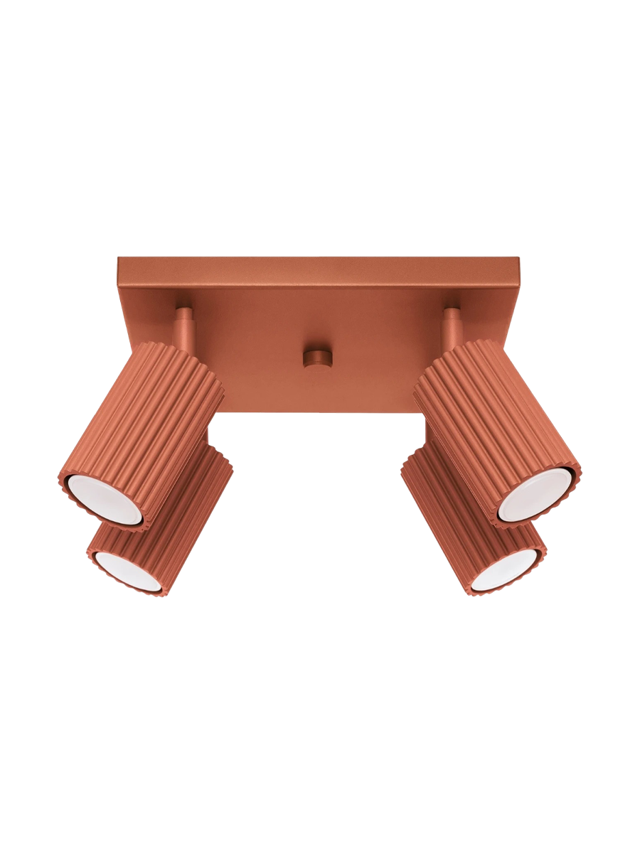 
Designer Ceiling Lamp "Karbon" 4-Bulb (Square) - Ocher red